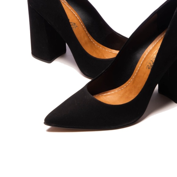 MARTA MIDNIGHT BLACK (deep navy) NUBUCK leather block heels, size 41 (US 10) - Picture 3 of 9